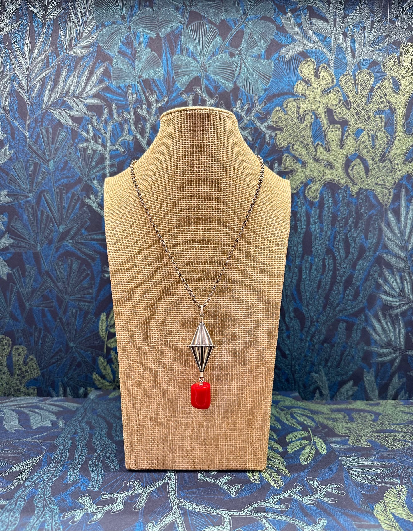 Collar rombo grande ibicenco y piedra natural